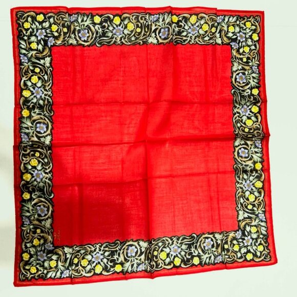 Beautiful Set of 2 :  UNGANO PARIS mini Scarf/Handkerchief  21" x21" Red  (Sc19) - Picture 12 of 14